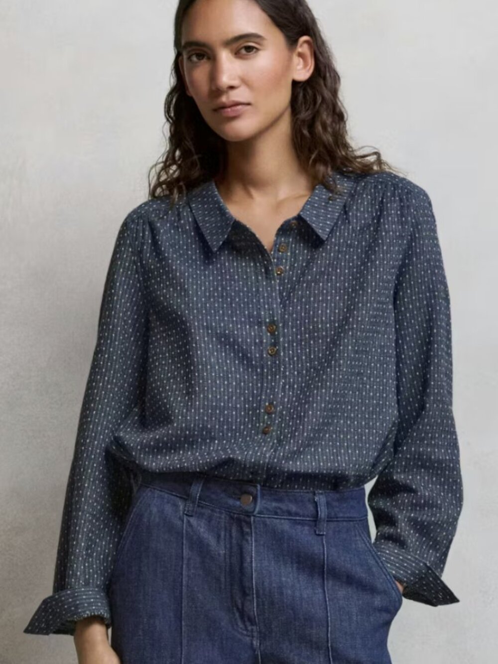 Poetry • Dash Weave Shirt • Hemp Organic Cotton • Indigo • Size 6 - Picture 9 of 9